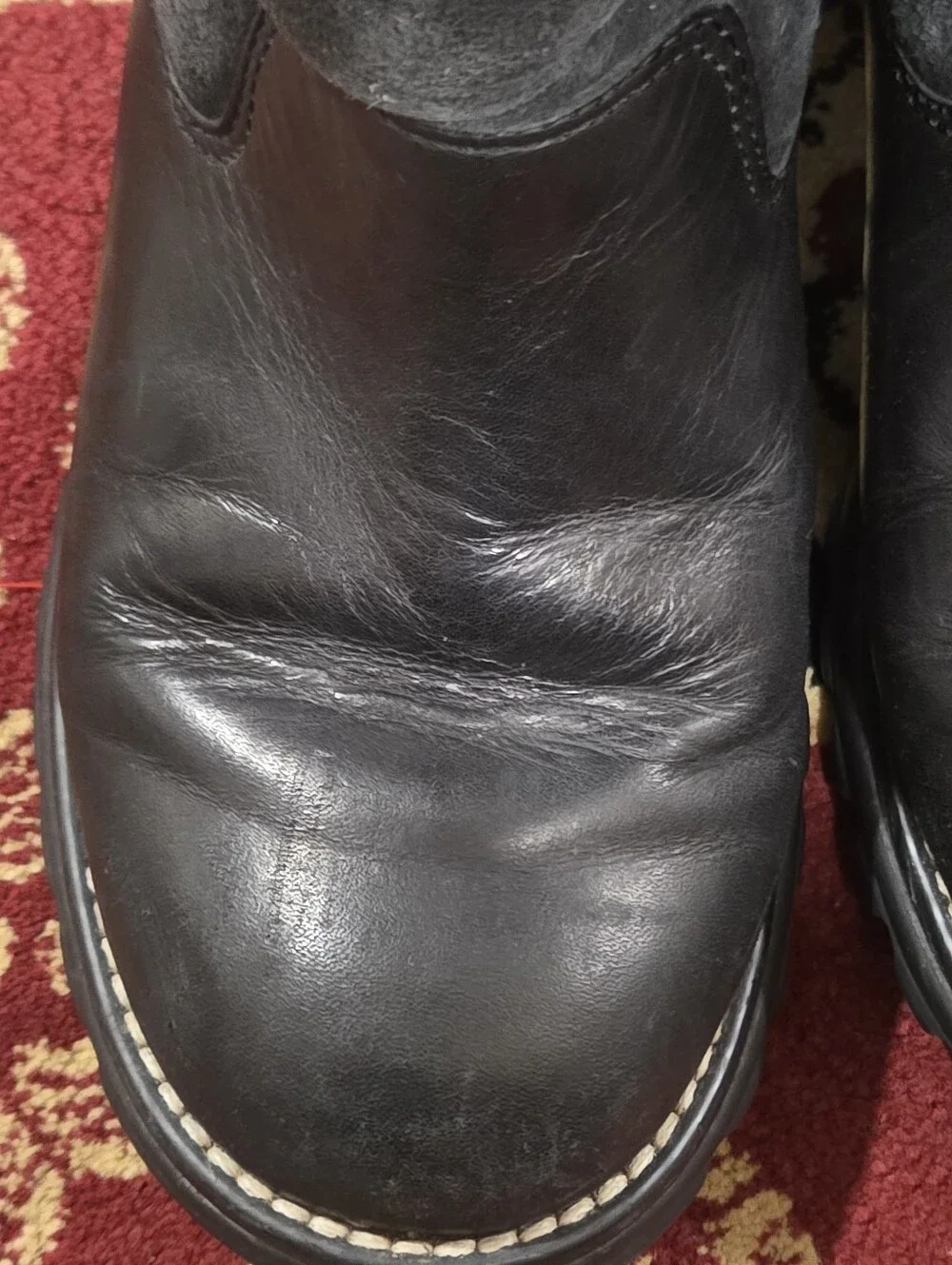 UGG Black Leather & Suede Insulated Short Boots